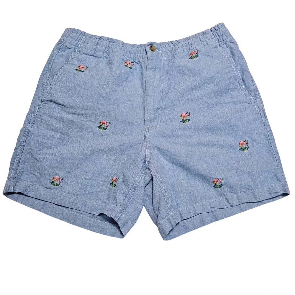 Polo Ralph Lauren Blue Oxford Embroidered Nautical Sailboat Shorts Men's Medium